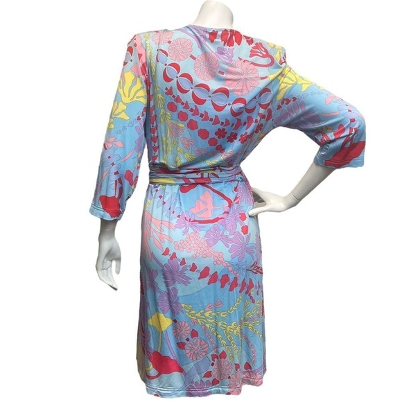 AVERARDO BESSI True Wrap Multicolor Dress Sz 10 Jersey Liquid Knit Formal - Picture 5 of 8